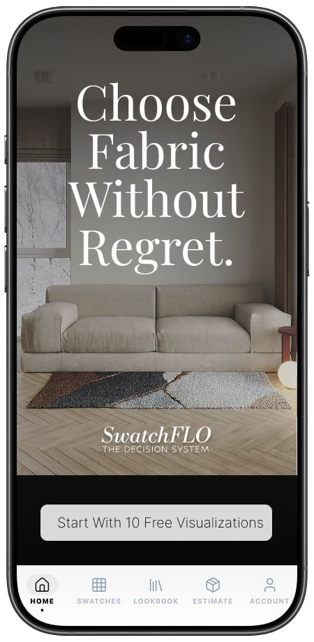 SwatchFLO home screen with neutral boat bench